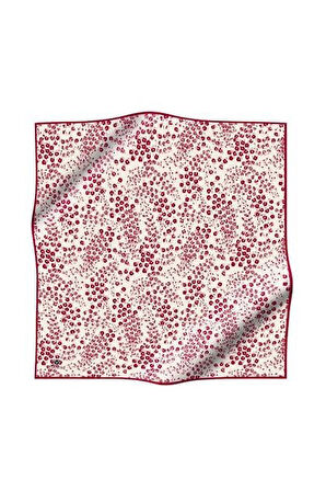 Vissona Tivil İpek Eşarp 60911 - 5 - 0003 - 0018 Krem Bordo Çiçek Desen