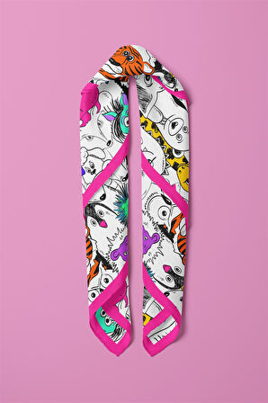 %100 İPEK HAYVAN DESENLİ KADIN BANDANA 50X50