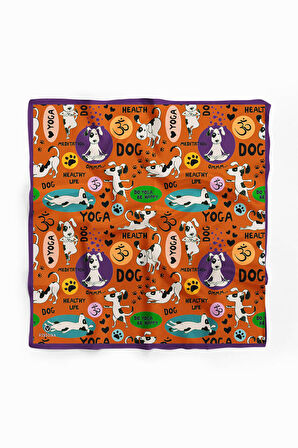 %100 İPEK YOGA KÖPEK DESENLİ KADIN BANDANA 50X50