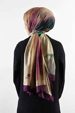 SÜVARİ ŞAL ÇİÇEK DESENLİ MOR - PETROL YEŞİLİ RENKLİ 75X210 ŞAL İTALYAN DİKİŞLİ