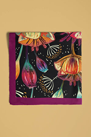 B33 Kadın Flow Desenli Bandana 50x50 Siyah DG0173-22