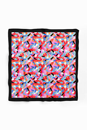 B39 Kadın Çok Renkli Fırça Efekli Desenli 50x50 Bandana HYL DG0758-22