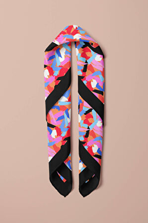 B39 Kadın Çok Renkli Fırça Efekli Desenli 50x50 Bandana HYL DG0758-22