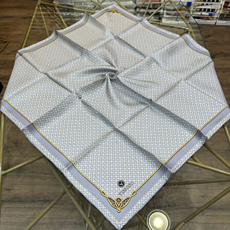 Minik Motif Desenli %100 Twill İpek Eşarp - 60960