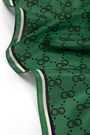 %100 İpek Minik Motif Desenli Zümrüt Yeşili Renkli 92x210 Şal