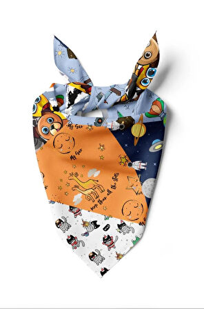 H39 Özel Üretim Dog Desenli Köpek Bandanası Turuncu 50x50 DG2072