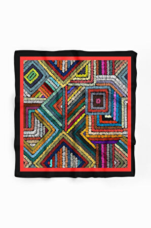 Kadın Çok Renkli Otantik  Desenli 50x50 Bandana HYL DG0788-22