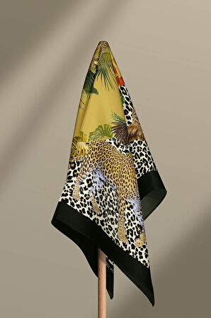 Z17 Kadın Sarı Kaplan Desenli 50x50 Bandana HYL DG01286-22