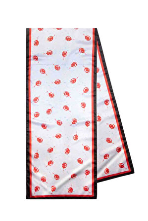 Modabutik Beyaz Ay Yıldız Desenli Fular