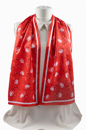 Modabutik Kırmızı Ay Yıldız Desenli Fular