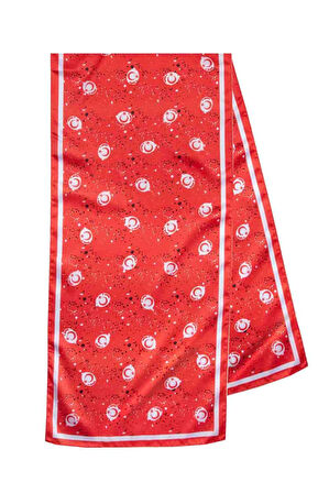 Modabutik Kırmızı Ay Yıldız Desenli Fular