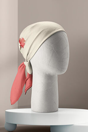 G27 Kadın Çiçek Desenli Bandana Pudra DG0105-22 Snz