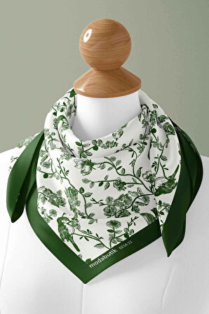 Kadın Garden Desenli Bandana 50x50 Yeşil DG0214-22 Snz