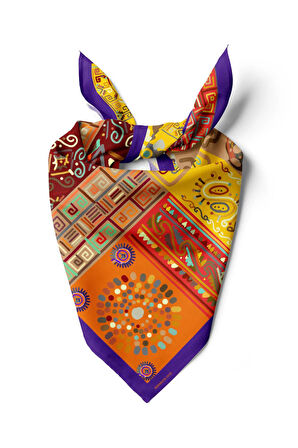 B71 Kadın African Etnik Desenli Bandana Kırmızı Sarı Dg0218