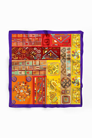 B71 Kadın African Etnik Desenli Bandana Kırmızı Sarı Dg0218