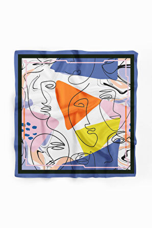 A57 Kadın Turuncu Beyaz Silüet Desenli 50x50 Bandana HYL DG01438-22
