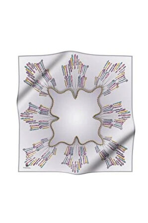 Vissona Tivil İpek Eşarp 61009 -10 - 0028 Gri Soyut Desen