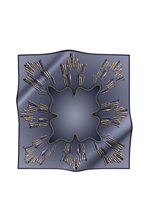 Vissona Tivil İpek Eşarp 61009 - 11 - 0029 Füme Zincir Desen