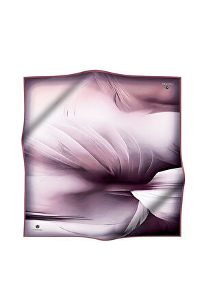 %100 Twill İpek Degrade Duman Gri - Pudra Renkli 90x90 Eşarp Dikim Şekli : El Dikişi