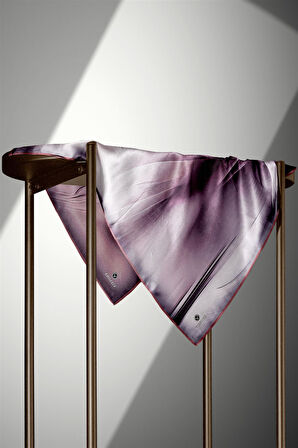 %100 Twill İpek Degrade Duman Gri - Pudra Renkli 90x90 Eşarp Dikim Şekli : El Dikişi