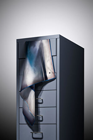 %100 Twill İpek Degrade Duman İndigo Renkli 90x90 Eşarp Dikim Şekli : El Dikişi