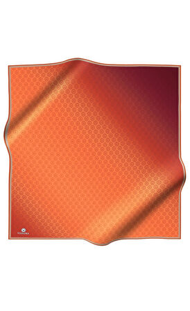% 57 İPEK % 43 VİSKON Twill İpek Monogram Desenli Taba Renkli 90x90 Eşarp Dikim Şekli : El Dikişi