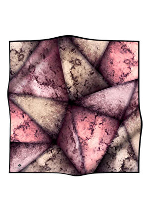 % 57 İPEK % 43 VİSKON Twill İpek Dokulu Ve Geometrik Desenli Pudra - Somon Renkli 90x90 Eşarp Dikim Şekli : El Dikişi