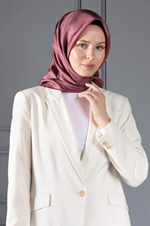 %100 Twill İpek Çizgi Desenli Gül Kurusu Renkli 90x90 Eşarp Dikim Şekli : El Dikişi