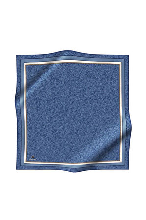 % 57 İPEK % 43 VİSKON Twill İpek Leopar Desenli İndigo - Krem Renkli 90x90 Eşarp Dikim Şekli : El Dikişi