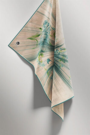 Twill Çiçekli Desenli Mint Yeşili Renkli 90x90 Eşarp (İpek İçermez) Kenar Dikiş Şekli El Dikişli