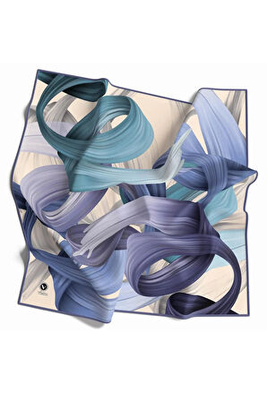 Kristal Helezon Desenli İndigo Renkli 90x90 Eşarp (İpek İçermez) Dikim Şekli : El Dikişi