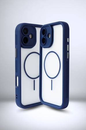 iPhone 17 Uyumlu Kamera Korumalı Magsafe Wireless Şarj Özellikli Mat Silikon Lacivert renkli Silikon Telefon Kılıfı