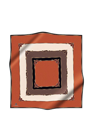 % 57 İPEK % 43 VİSKON Twill İpek Puantiyeli Ve Geometrik Desenli Taba - Vizon Renkli 90x90 Eşarp Dikim Şekli : El Dikişi