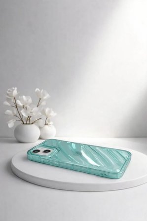 iPhone 14 Uyumlu Telefon Kılıfı Kamera Çıkıntılı Kabartmalı Parlak Desenli Darbe Emici Silikon Kılıf