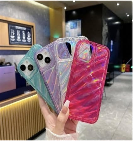 iPhone 17 Pro Uyumlu Telefon Kılıfı Kamera Çıkıntılı Kabartmalı Parlak Desenli Darbe Emici Silikon Kılıf