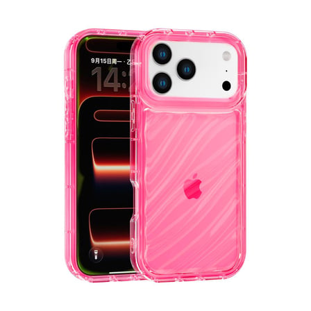 iPhone 17 Pro Uyumlu Telefon Kılıfı Kamera Çıkıntılı Kabartmalı Parlak Desenli Darbe Emici Silikon Kılıf