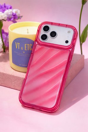 iPhone 17 Pro Max Uyumlu Telefon Kılıfı Kamera Çıkıntılı Kabartmalı Parlak Desenli Darbe Emici Silikon Kılıf