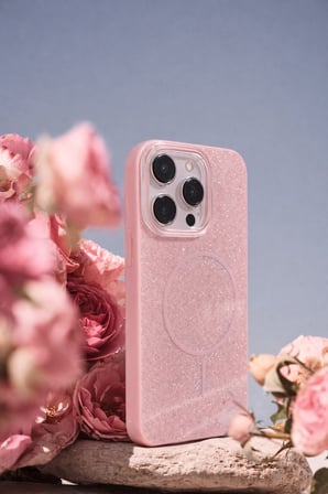 iPhone 15 Pro max Uyumlu Telefon Kılıfı Magsafe Wireless Şarj Özellikli Simli Lüks Silikon Kılıf