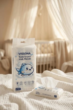 Biyobozunur Mini Islak Mendil %100 Ağaç Lifi Alkolsüz Hassas Ciltler İçin Suda Eriyen Cep Boy (4'Lü Paket)