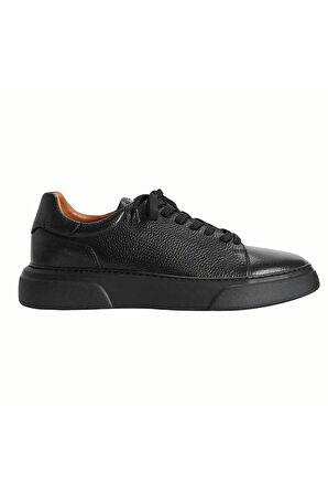 Lufian Tommy Erkek Deri Sneaker Ayakkabı Full Siyah