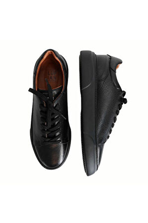 Lufian Tommy Erkek Deri Sneaker Ayakkabı Full Siyah