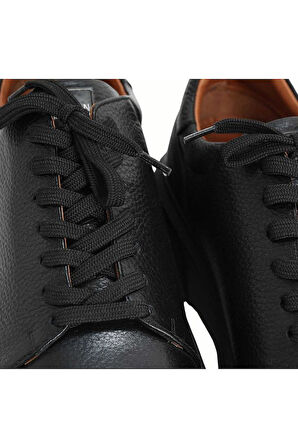 Lufian Tommy Erkek Deri Sneaker Ayakkabı Full Siyah