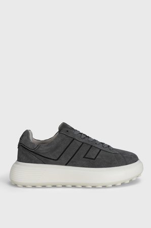Frank Erkek Deri Sneaker Ayakkabı Koyu Gri