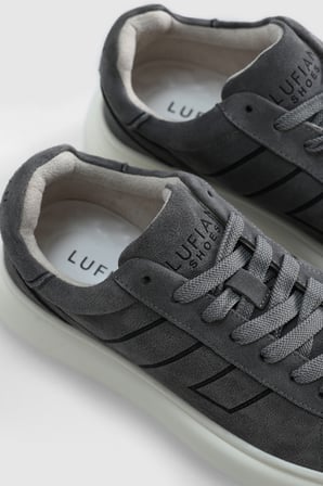 Frank Erkek Deri Sneaker Ayakkabı Koyu Gri
