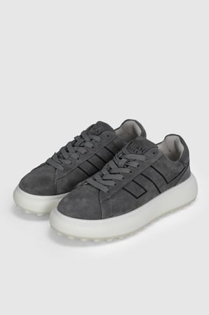 Frank Erkek Deri Sneaker Ayakkabı Koyu Gri