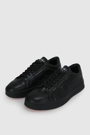 Zeus Erkek Deri Sneaker Ayakkabı Siyah