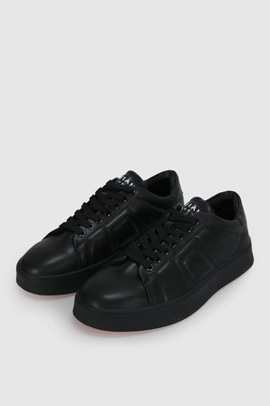 Zeus Erkek Deri Sneaker Ayakkabı Siyah