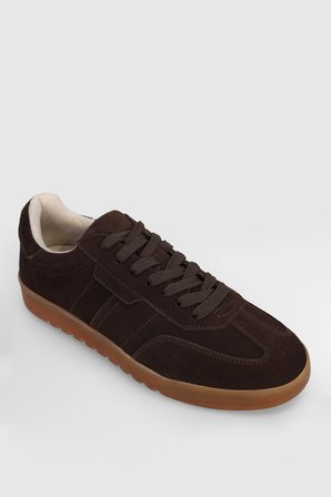 Pele Erkek Deri Sneaker Ayakkabı Kahverengi