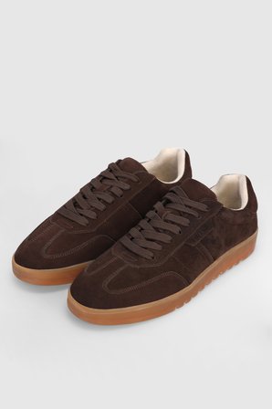 Pele Erkek Deri Sneaker Ayakkabı Kahverengi
