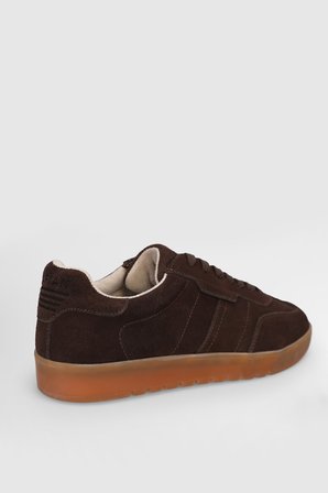 Pele Erkek Deri Sneaker Ayakkabı Kahverengi